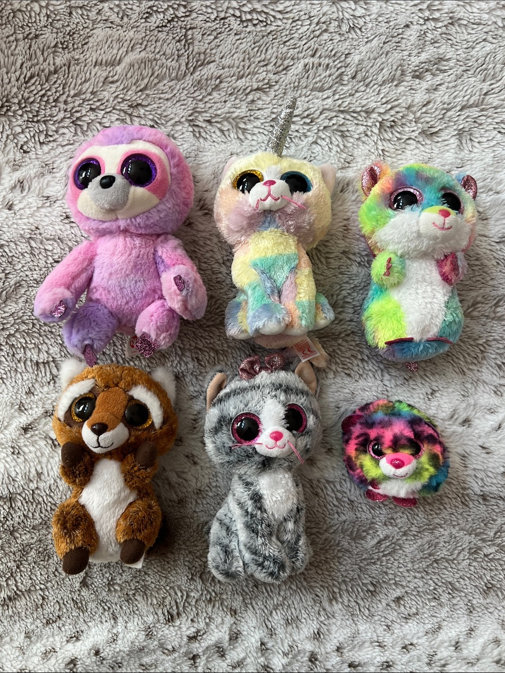 Lot of 5 TY Plush Multicolor Small Pets Plush Toy - Rainbow & Pastel Assortment